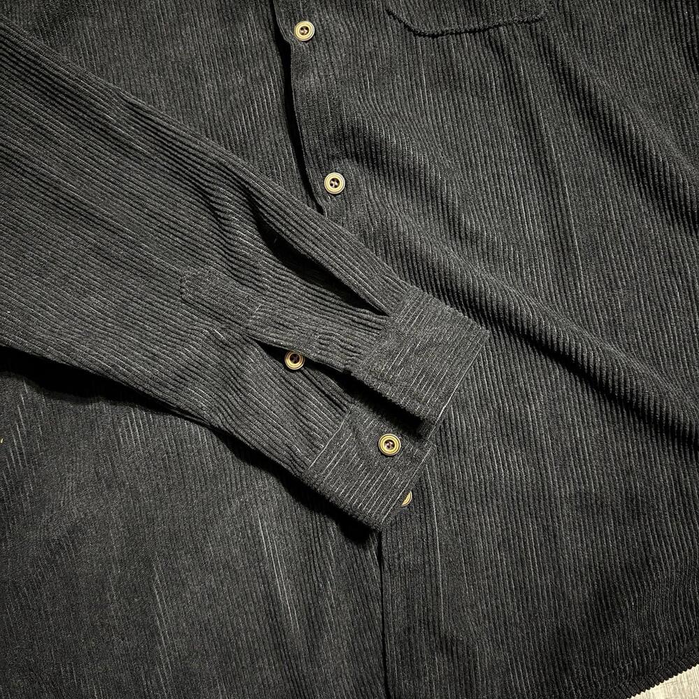 Manfinity SHEIN Corduroy Bottom Up Shirt Black Mens Size XL - Picture 6 of 9